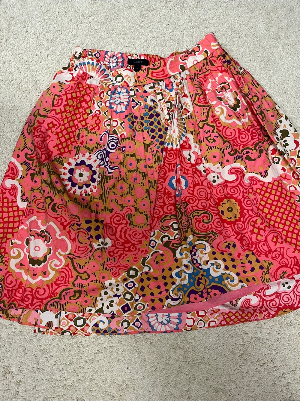 J. Crew Pink Multicolor Printed Circle Skirt